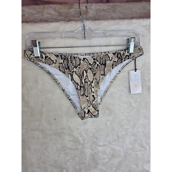 Shade & Shore Other - Shade & Shore Womens Snakeskin Print Extra Cheeky Bikini Bottom Cream Small NWT